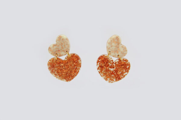 Aretes Corazón Oro Rosa. Colección “Marina"