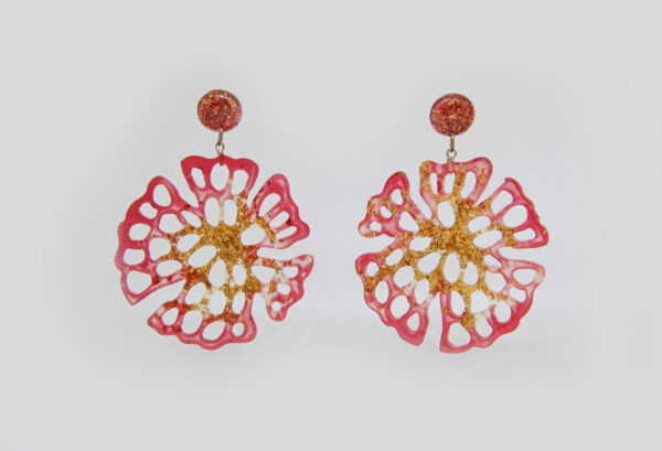 Aretes Coral Magenta. Colección “Marina"